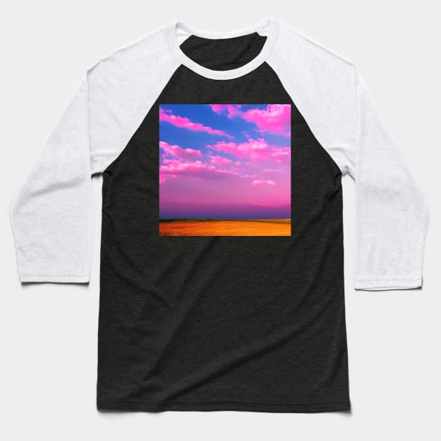 Pink Blue Sky Baseball T-Shirt by Crestern